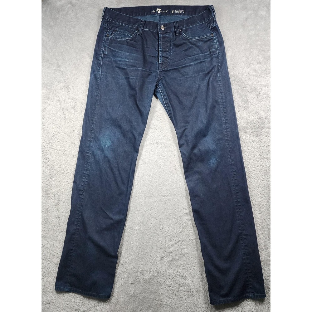 7 For All Mankind Standard Jean Men 34x32 (Fits 34x34) Dark Wash Button Fly